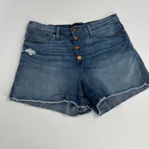 JCREW SZ31/12 High Rise Copper Color Button Distressed Denim Shorts